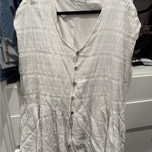 Shop Talulah White Sleeveless Smocked Mini Dress/Cover up